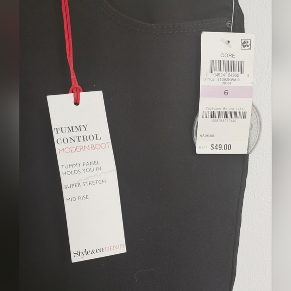 womens style & co tummy control modern boot super stretch mid rise jeans size 6 - Picture 3 of 9
